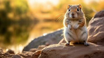 avvicinamento foto di un' gerbillo guardare nel loro habitat. generativo ai