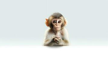 foto di un' scimmia su bianca sfondo. generativo ai