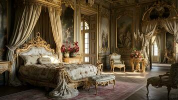 foto di il Camera da letto di il palazzo di versaglia, Francia. generativo ai