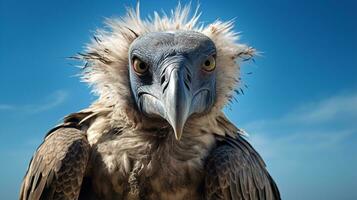 foto di un' avvoltoio sotto blu cielo. generativo ai
