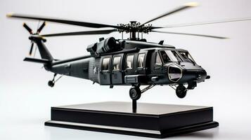 visualizzazione un' 3d miniatura sikorsky uh60 nero falco. generativo ai foto