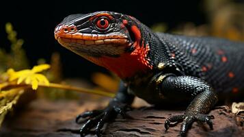 avvicinamento foto di un' skink guardare nel loro habitat. generativo ai