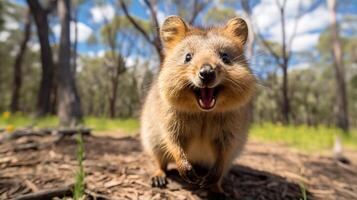 foto di Quokka nel là foresta con blu cielo. generativo ai