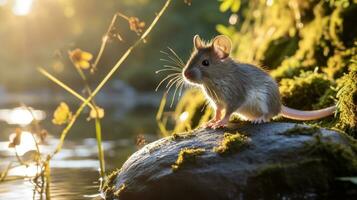 avvicinamento foto di un' topo guardare nel loro habitat. generativo ai