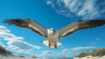 foto di un' albatro sotto blu cielo. generativo ai