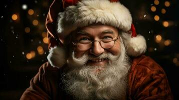 Santa Claus è sorridente, sfondo per il nuovo anno e Natale vacanza foto