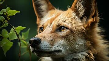 avvicinamento foto di un' dingo guardare qualunque direzione su giungla. generativo ai