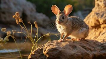 avvicinamento foto di un' jerboa guardare nel loro habitat. generativo ai