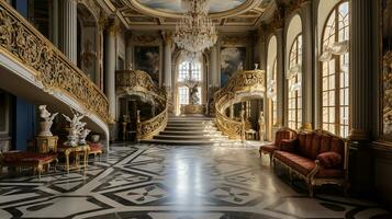 foto di il camera con il interno design di il palazzo di versaglia, Francia. generativo ai