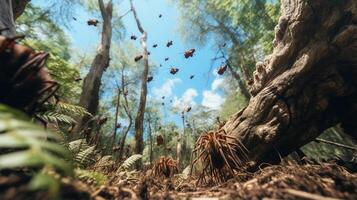 foto di tarantola nel là foresta con blu cielo. generativo ai