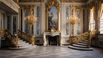 foto di il camera con il interno design di il palazzo di versaglia, Francia. generativo ai