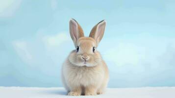 adorabile coniglio nel sereno minimalista ambientazione foto