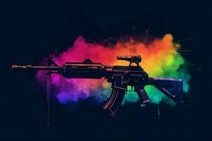 arcobaleno pistola scuro. creare ai foto