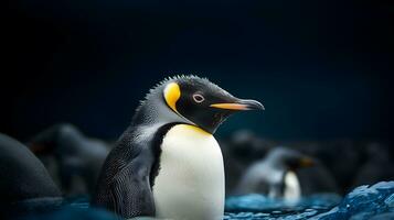 avvicinamento ritratto di un elegante imperatore pinguino. ai generato foto