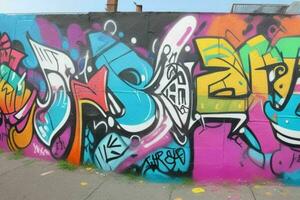 vivace graffiti murale su il parete sfondo. ai generativo professionista foto