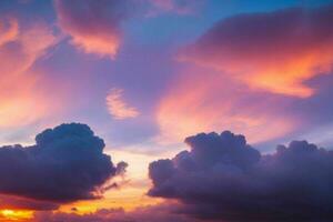 nuvoloso cielo a tramonto sfondo. ai generativo professionista foto