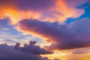 nuvoloso cielo a tramonto sfondo. ai generativo professionista foto