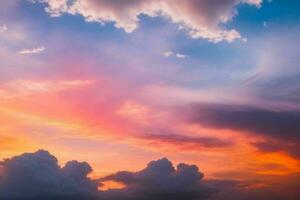 nuvoloso cielo a tramonto sfondo. ai generativo professionista foto