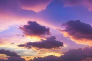 nuvoloso cielo a tramonto sfondo. ai generativo professionista foto