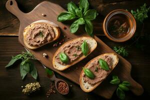 fette pane paté. creare ai foto