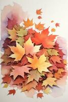 un' lotto di autunno le foglie su un' bianca sfondo foto