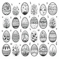 Pasqua uovo icone con ornamento per festivo disegni foto