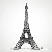 minimalista una linea disegno di eiffel Torre su bianca sfondo foto