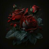 elegante rosso Rose su un' nero sfondo foto