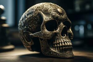 elegante inciso cranio arte con cinematico fiuto foto