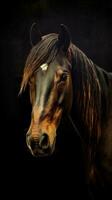 Vintage ▾ cavallo su buio sfondo generativo ai foto
