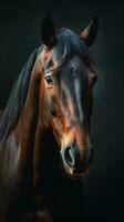 realistico cavallo su buio sfondo generativo ai foto