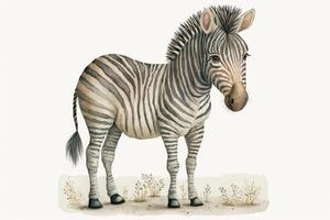 capriccioso acquerello illustrazione di un' zebra nel morbido colori per bambini libro foto