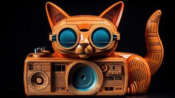 retrò a forma di gatto Boombox un' divertimento e strambo modo per ascolta per musica foto