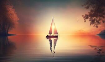 andare in barca in il tramonto un' sognante sfondo per professionale progetti foto