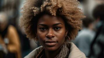 bellissimo africano donna con bionda afro capelli foto