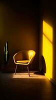 minimalista scenario con giallo sedia e ombre foto