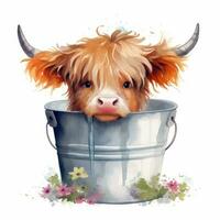 adorabile montanaro mucca sorridente nel Vintage ▾ metallo giardino vasca foto