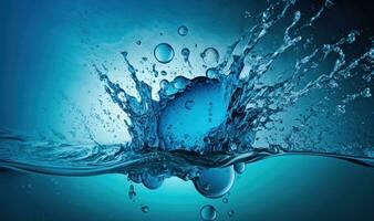 rinfrescante blu acqua spruzzo sfondo con spazio per testo foto