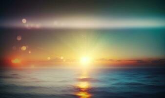 etereo tramonto cielo e oceano sfondo per un' sognante atmosfera foto