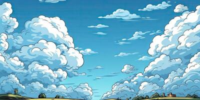 capriccioso cartone animato comico sfondo con blu cielo foto