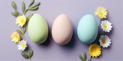 colorato Pasqua uova su pastello sfondo foto