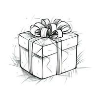 minimalista Natale presente scatola con nastro e arco linea arte foto