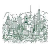 continuo linea disegno di un' bellissimo verde paesaggio urbano Visualizza foto