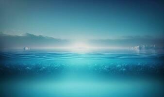 etereo in profondità blu lago acqua astratto sfondo per manifesti e ragnatela generativo ai foto