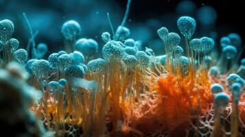 neon candida auris fungo sotto microscopio foto