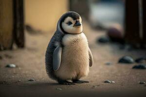 adorabile pinguino in piedi su il terra foto