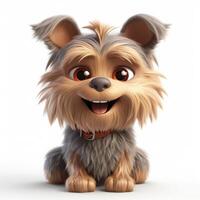 contento yorkshire terrier con adorabile Sorridi nel pixar stile foto