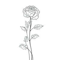 minimalista nero lineare design di rosa fiore nel continuo linea arte disegno stile foto
