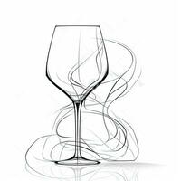 minimalista linea arte disegno di un' vino bicchiere su bianca sfondo foto