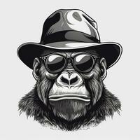 gorilla gangster con un' abbigliamento di strada attrezzatura e occhiali da sole foto